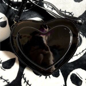 Shiney black Heart Purse